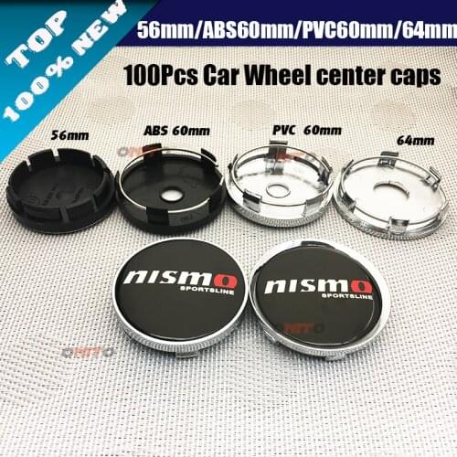 100pcs/lot 56mm 60mm 64mm for Nismo Logo Car Emblem Badge Cover Auto Car Wheel Hub Center Cap Emblem Car Wheel Sticker Decal