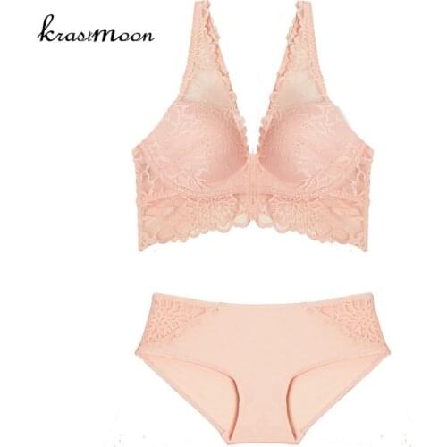 2018 New Arrival Girls Underwear Set Push-up Thin Cotton 3/4 Cup Lace Bra And Panty Set Women Lingerie Delicate Bra set BS87