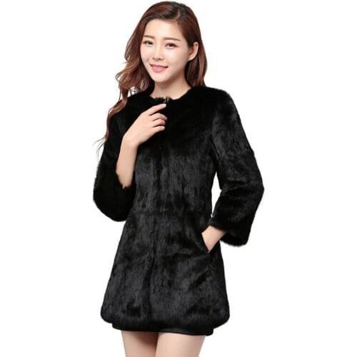 2019 autumn and winter new Korean ladies Slim fashion womens special clearance in the long section of rabbit fur coat