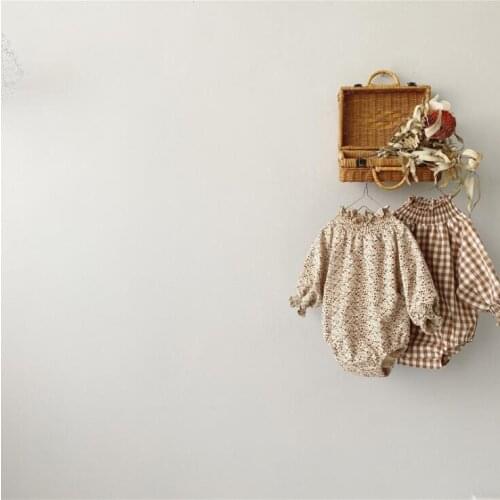 2020 New Style Babys Girls Plaid Romper Autumn Cotton Babys Jumpsuit 6-24 Month QV410