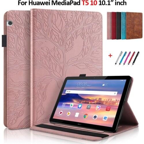3D Tree Embossed for Huawei MediaPad MediaPad T5 10 Case 10 1 Cover Stand Case for Tablet Huawei MediaPad Media Pad T5 T 5 10.1
