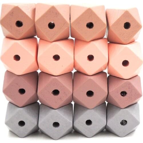 40pcs geometric wood bead 20mm FADE PINK GREY WHITE JEWELRY WHOLESALE chunky MIX 4 COLORS WHOLESALE EA506