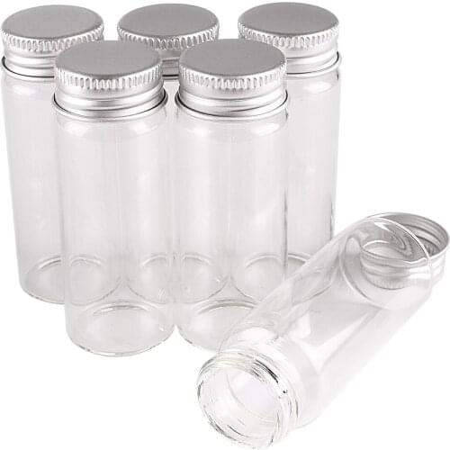 5pcs 25ml 27*70mm Clear Glass Bottles with Aluminum Caps Glass Jars Potion bottles Glass Vials Spice Jars for Art Craft