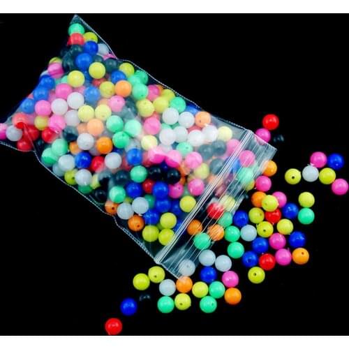 6mm/8mm Optional Round Shaped Plastic Colorful Fishing Beads Fishing Lures Attraction Night Fishing Fishing Bead 100pcs Per Pack