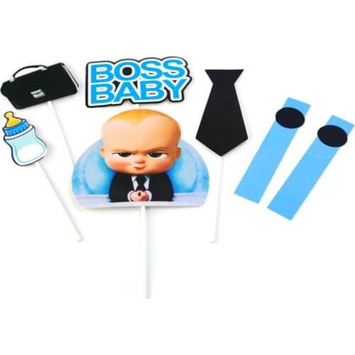 7Pcs/set Baking Cake Decoration Kit, Cute Boss Plugin Card Birthday Cake Topper Decorative Ornaments Party Props Supplies Gifts