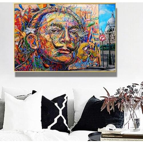 Abstract Salvador Dali Graffiti Art Canvas Paintings on The Wall Art Posters and Prints Street Art Canvas Pictures Home Decor