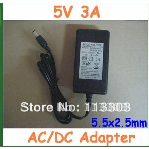AC/DC Adapter 5V 3A 5.5*2.5mm / 5.5x2.5mm Charger Power Adapter Supply with AC Cable EU US AU UK Plug