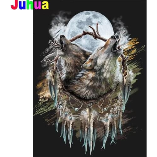 Full drill wolf totem 5D DIY Diamond Painting Mosaic indian feather Diamond Embroidery gift needlework diamond stitch Home Decor