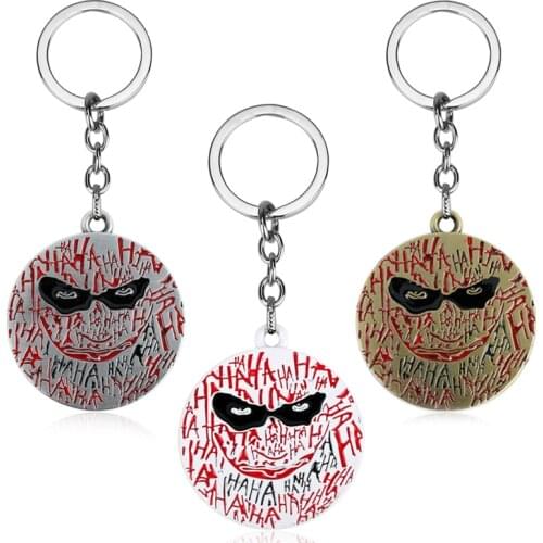 Horror Joker Clown Mask Pendant Keychain Metal Coin Key Rings Car Accessories Nightmare Llaveros