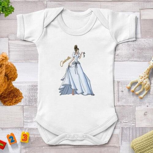 Summer New Style Baby Girls Boys Rompers Short Sleeve Newborn Baby Clothes Print Disney Princess Cute Jumpsuit White 0-24M
