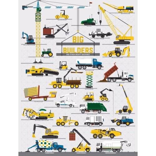 Home Decor Big BuilDers And Other Mighty Machines-Silk Art Poster Wall Sicker Decoration Gift