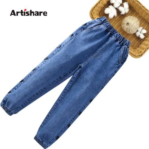 Jeans For Girls Heart Pattern Kids Jeans Girls Casual Style Kids Jeans Spring Autumn Childrens Clothes 6 8 10 12 14