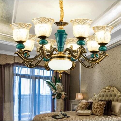 European chandelier living room zinc alloy crystal retro bedroom restaurant duplex building luxury lights