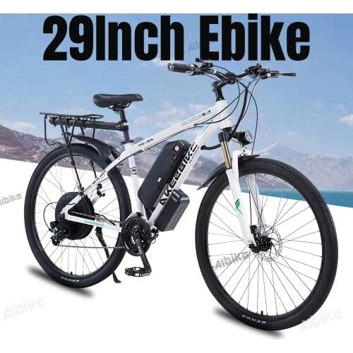 Electric Bike 29 inch Wheels Aluminium Alloy Mountain EBike Mens Bicycle 27 Gears Dual Disc Brake with 18 Frame MTB Adult E-bike