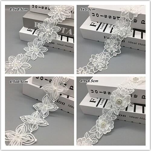 Exquisite Organza Embroidery Beading Simulation Flower Lace Applique Hat Headdress Wedding Dress Costume Skirt Patch Decoration