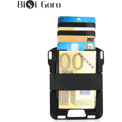 Bisi Goro Pop-up Wallet New 2020 Aluminum Metal Black Silver Card Case Men And Women Card Holder RFID Anti-theft Protector Card
