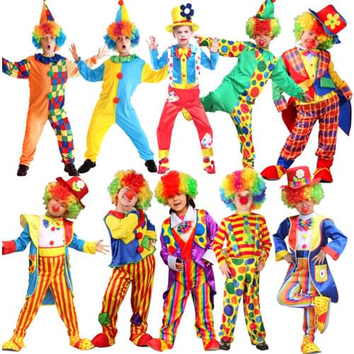 Halloween Childrens Day Purim Circus Clown Costumes Boys Girl Kids Funny Clown Costume Fantasia Infantil Cosplay Dress