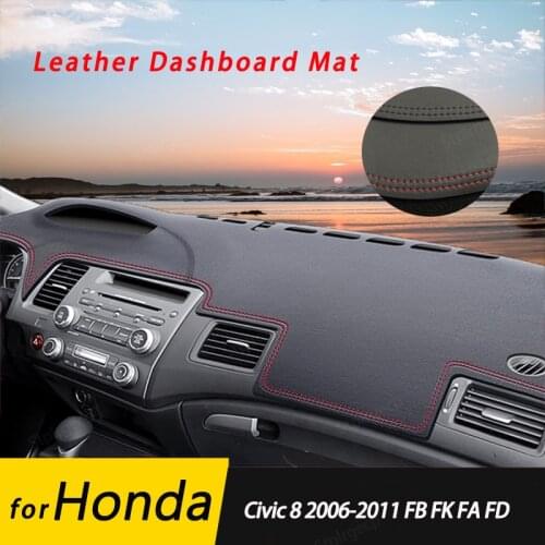 For Honda Civic 8 2006-2011 FB FK FA FD Leather Anti-Slip Mat Dashboard Cover Pad Sunshade Dashmat Protect Carpet Accessories