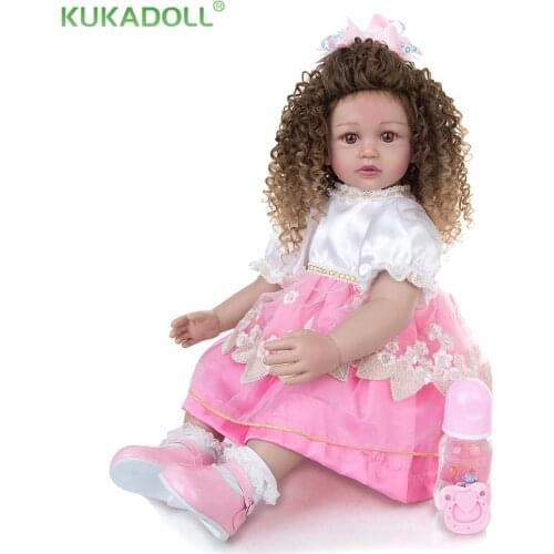 KUKADOLL 60CM Reborn Baby Doll Toddler Baby Reborn Doll Girl New Fashion Kid Package Well For Children Birthday Gifts
