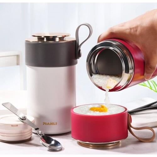 600ML/1000ML Thermal Lunch Box Portable Double Stainless Steel Insulation Bento Box Food Soup Containers With Folding Spoon
