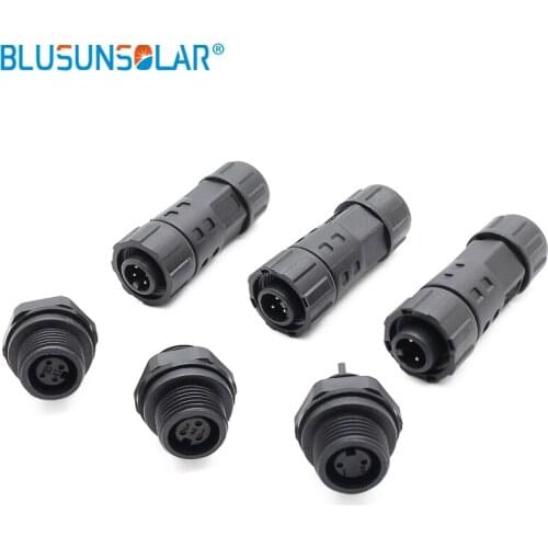M12 Waterproof Connector Wire To Female Panel Front Panel Mount and Rear Panel Mount 2Pin 3Pin 4Pin