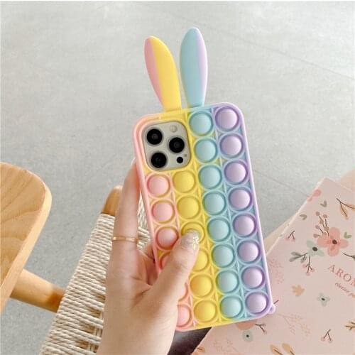 Agrotera Soft Silicone Case Cover for iPhone 7 8 Plus X XS XR 11 Pro Max SE 2020 12 3D Rabbit Bunny Hare Cat Ears Duck Butterfly