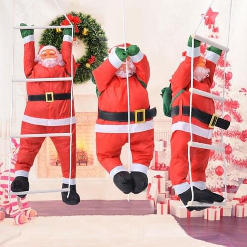 New Christmas decorations 50CM ladder/rope climbing Santa Claus pendant holiday scene decoration home Christmas decoration