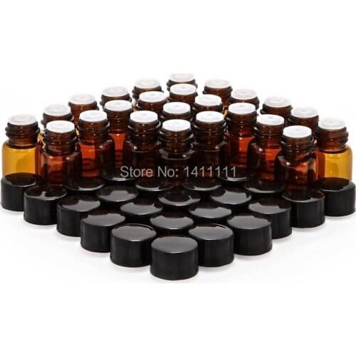 BY DHL Free Shipping 1000sets/lot 1ML Amber 1/4 Dram Glass Bottle 1CC Amber Sample Vial Small Essential Oil Bottle 1000pcs