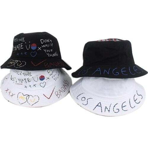Harajuku Unisex Summer Foldable Bucket Hat Women Outdoor Cotton Fishing Hunting Panama Men Cap Chapeau Hip Hop Sun Panama