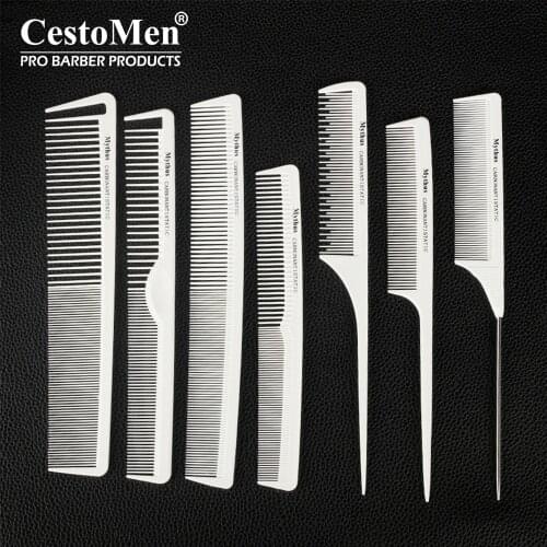 Mythus 12 Deisgns Hairdressing Carbon Comb Quality Heat Resistant Anti Static Metal Tail Comb Barber Hairstylist Teasing Comb
