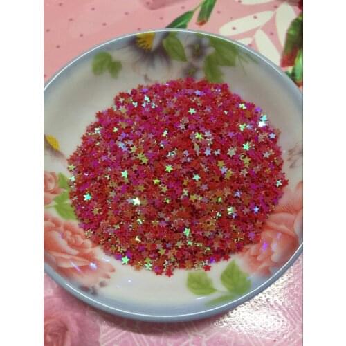 30g/lot 3mm Star Sequins Nail Art Flat Loose Sequins Paillettes Wedding Craft Kids DIY Flake Red AB