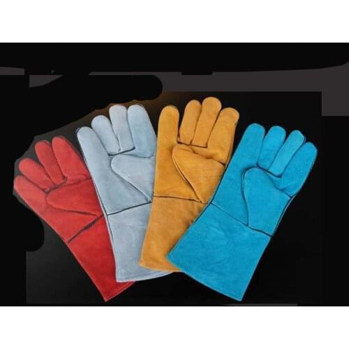 35cm Welding Gloves For Welder Works Thick Cow Split Leather Kitchen Stove Heat Puncture Resistant BBQ Gl