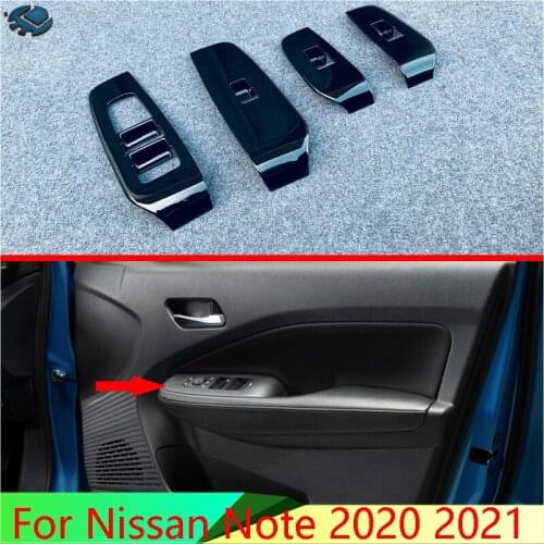 Right-hand drive For Nissan Note 2020 2021 Piano Black Door Window Armrest Cover Switch Panel Trim Molding Garnish