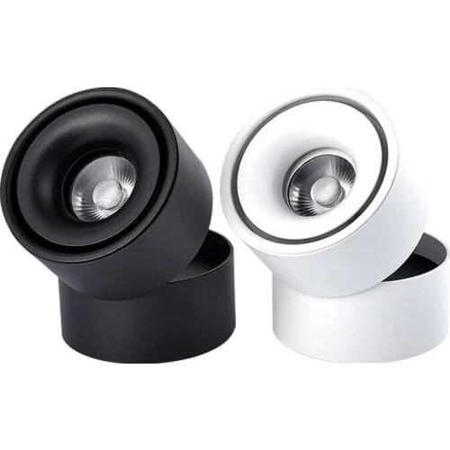 Dimmable COB LED Downlights Surface Mounted Ceiling Lamps 9W/12W/15W Foldable And 360° Rotatable Background Spot lights