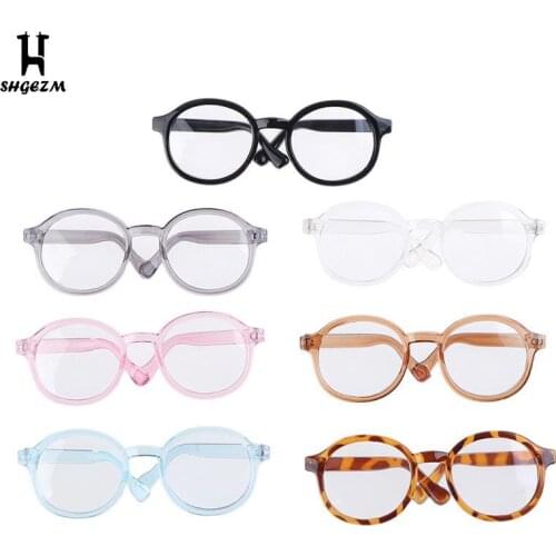 1PCS 9CM Transparent Round Glasses For Doll Accessories Transparent Round Glasses For 1/6 Doll Decor Accessories Toys