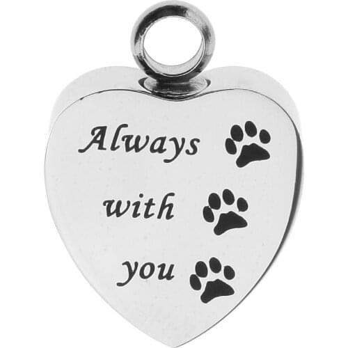 Heart Stainless Steel Cremation Pendant Funeral Ashes Keepsake Heart Print