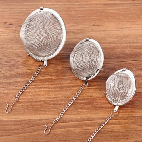 1PCS Stainless Steel Seasoning Ball Strainer Mesh Solid Easily Carry Spice Residue Filter Tea Infuser Tools 3 Size Optional