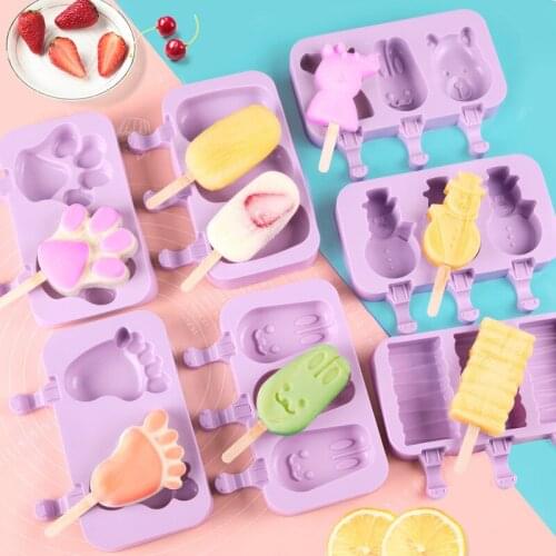 New Big Size Silicone Ice Cream Mold Popsicle Molds DIY Homemade Dessert Freezer Fruit Juice Ice Pop Maker Mould with Sticks