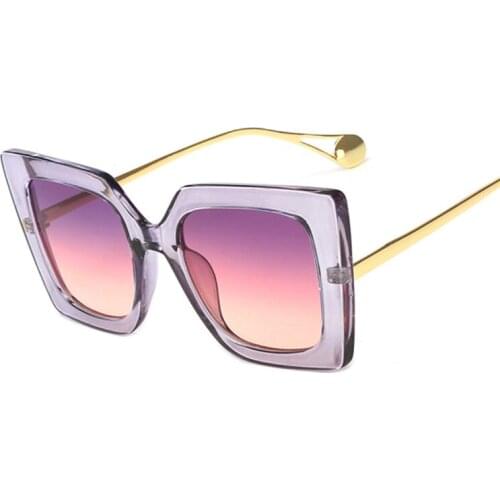 Big Frame Square Sunglasses Women Luxury Gradient Sun Glasses Female Fashion Brand Designer Vintage Black Pink Purple Oculos