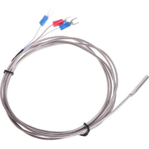 Stainless Steel RTD PT100 Temperature Sensor Thermocouple with 2m 3 Cable Wires