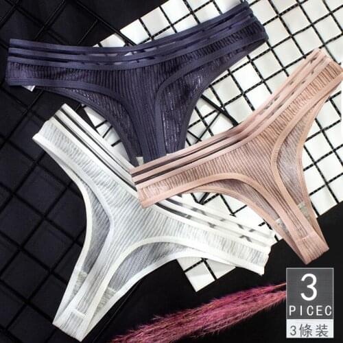 3pcs Women Underwear Lingerie Sexy cotton Panties for Women String Thongs Solid Seamless G-String Briefs Panties Underwear