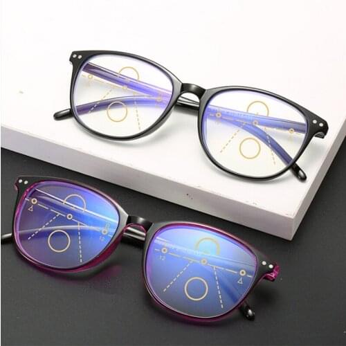 New Smart Progressive Reading Glasses Men Multifocal Anti-blue light Women Full frame Retro Magnification Hyperopia Eyeglasses
