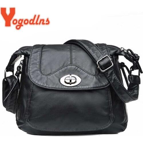 Yogodlns Vintage PU Leather Shoulder Bag Women Lock Design Crossbody Bag Leisure Shopping Square Bag Female Messenger Bag Purse
