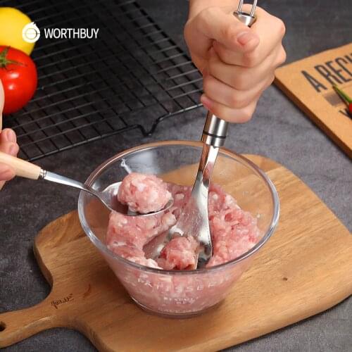 WORTHBUY Creative Meatball Maker Non-Stick Meatball Spoon 18/8 Stainless Steel Meatball Mold Kitchen Accessories Meat Tools