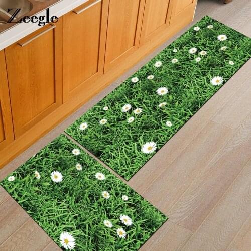 Zeegle Welcome Doormat Entrance Floor Mat Bathroom Rug Door Mats Absorbent Kitchen Mat Grass Printed Corridor Carpet