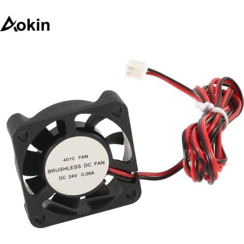 Aokin 2PCS 12V 24V 4010 Cooling Fan 2 Pin with Dupont Wire Brushless 40*40*10 Part for 3D Printer