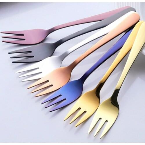 1 Pc Stainless Steel Fruit Fork Cutlery Restaurant Kitchen Accessories Dessert Cake Ice Cream Flatwate Gold Tea Fork Metal Fork