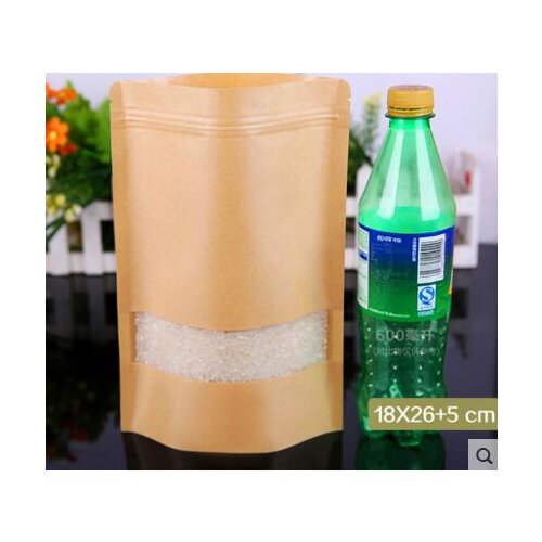 100pcs/lot- 18*30 cm mini size Zipper top seal Kraft Paper Bag with Aluminum foil coated inner Powder Seasoning Sugar Tea bags