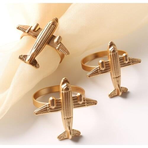 12pcs/lot Modern aircraft napkin ring transportation napkin ring hotel set table alloy napkin buckle wedding supplies