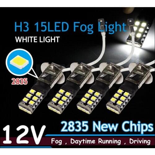 2pcs H3 PK22S 2835 15-LED Car Fog Canbus No Error On Dashboard Light Driving Lamp DRL Bulb White